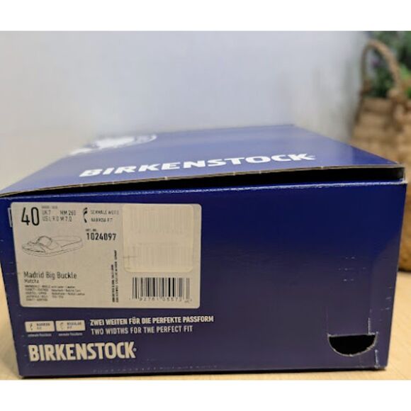 Birkenstock Madrid Big Buckle Matcha Green Nubuck Leather Slide Sandals EU40 NIB - Picture 11 of 14